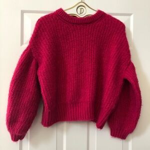 Hot Pink Sweater With 3/4 Dropped Puffed Sleeves By A New Day - Size S